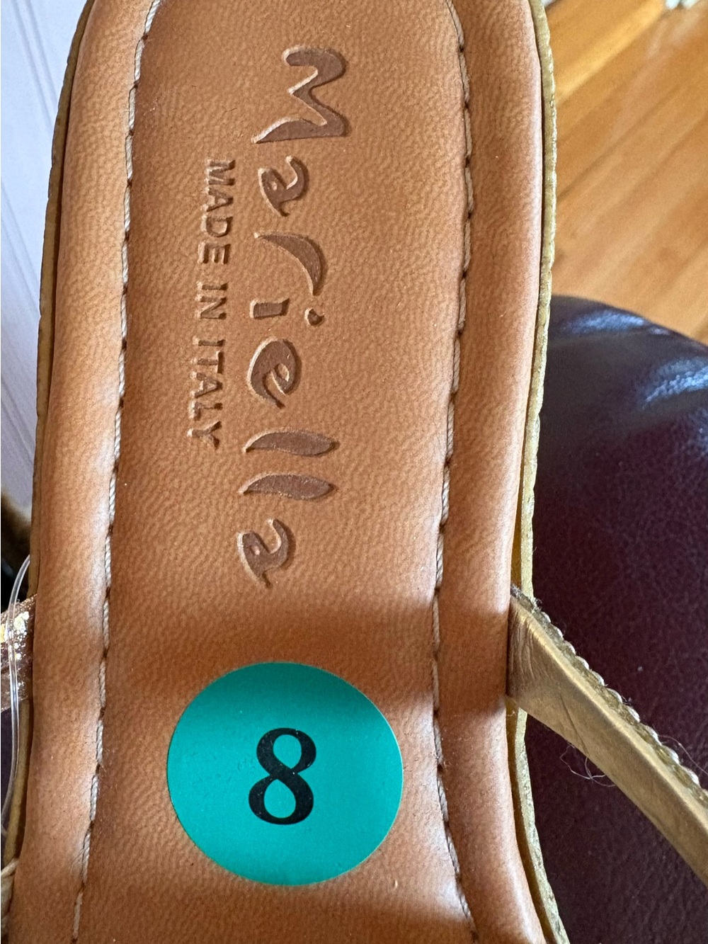 MARELLA Gold Strappy Braided Wedge Mules - Picture 4 of 8